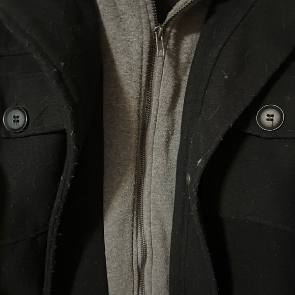 Mens Large Black & Grey Jacket with Hood - Picture 4 of 16